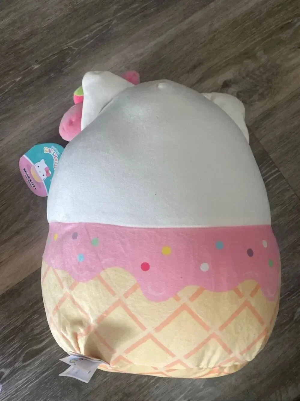 Hello Kitty Squishmallow 12” Plush Ice Cream Cone Sanrio Pink Bow